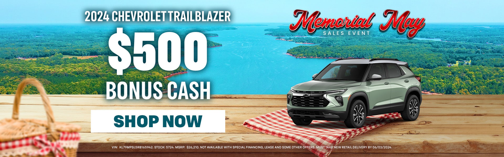 $500 bonus cash on 2024 Chevy Trailblazer